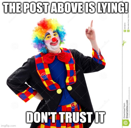 I want this to line up exactly with a "the post below" meme I also made p.s. if this is below your meme no offense | THE POST ABOVE IS LYING! DON'T TRUST IT | image tagged in the guy above me | made w/ Imgflip meme maker