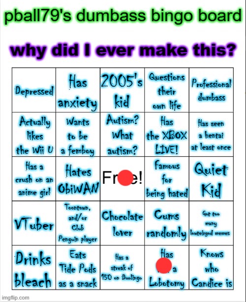 Pball79's bingo | image tagged in pball79's bingo | made w/ Imgflip meme maker