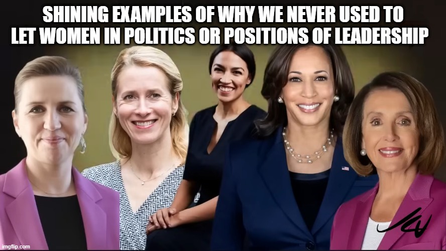 SHINING EXAMPLES OF WHY WE NEVER USED TO LET WOMEN IN POLITICS OR POSITIONS OF LEADERSHIP | made w/ Imgflip meme maker