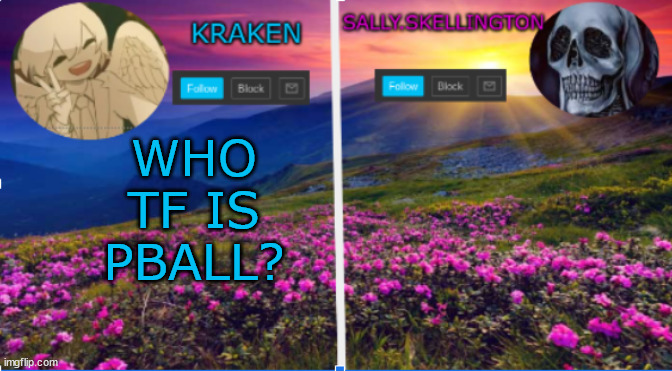 sally.skellington and kraken announcment template | WHO TF IS PBALL? | image tagged in sally skellington and kraken announcment template | made w/ Imgflip meme maker