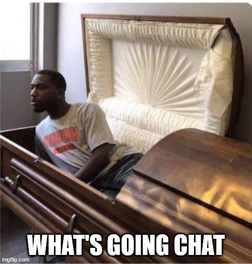 I was working lol | WHAT'S GOING CHAT | image tagged in back from the dead | made w/ Imgflip meme maker