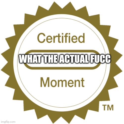 Certified Moment | WHAT THE ACTUAL FUCC | image tagged in certified moment | made w/ Imgflip meme maker