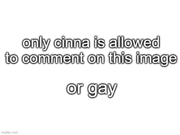 :3 | only cinna is allowed to comment on this image; or gay | made w/ Imgflip meme maker