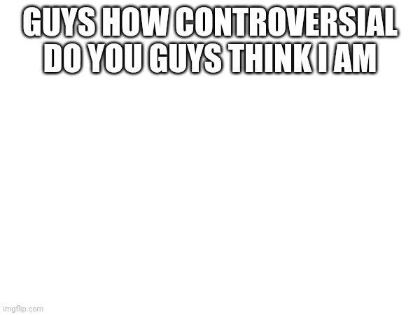 GUYS HOW CONTROVERSIAL DO YOU GUYS THINK I AM | made w/ Imgflip meme maker