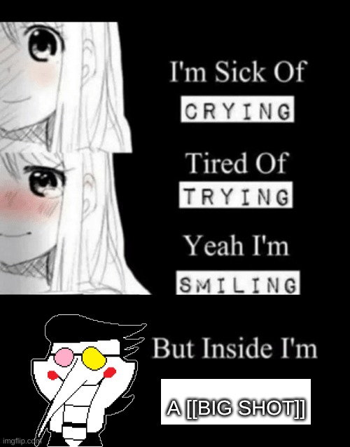 I'm Sick Of Crying | A [[BIG SHOT]] | image tagged in i'm sick of crying | made w/ Imgflip meme maker