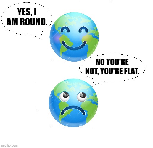 No point in arguing with stupidity. | YES, I AM ROUND. NO YOU'RE NOT, YOU'RE FLAT. | image tagged in earth | made w/ Imgflip meme maker