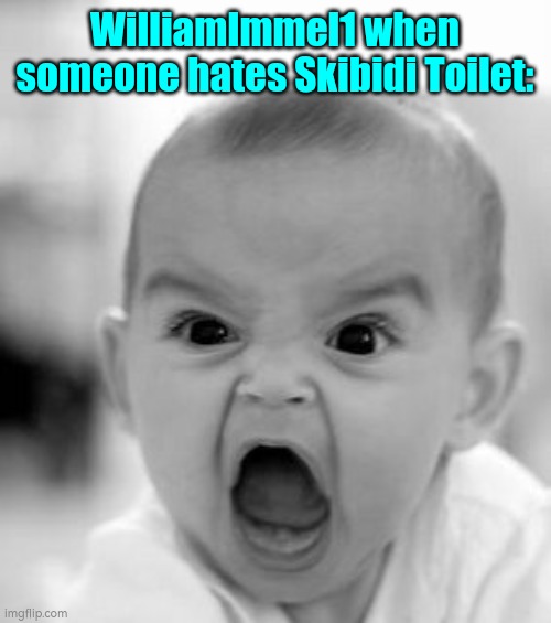 Angry Baby Meme | WilliamImmel1 when someone hates Skibidi Toilet: | image tagged in memes,angry baby | made w/ Imgflip meme maker