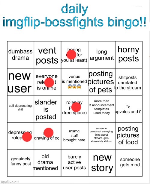 daily imgflip-bossfights bingo | image tagged in daily imgflip-bossfights bingo | made w/ Imgflip meme maker