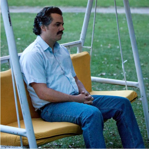 Sad Pablo alone on swing - square | image tagged in sad pablo alone on swing - square | made w/ Imgflip meme maker