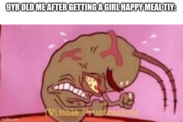 Visible Frustration | 9YR OLD ME AFTER GETTING A GIRL HAPPY MEAL TIY: | image tagged in visible frustration | made w/ Imgflip meme maker