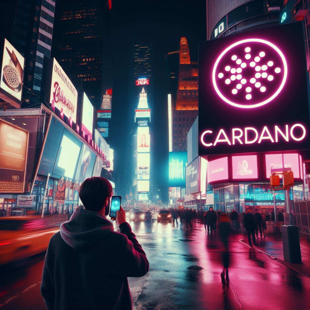 Cardano in lights Times Square Blank Meme Template