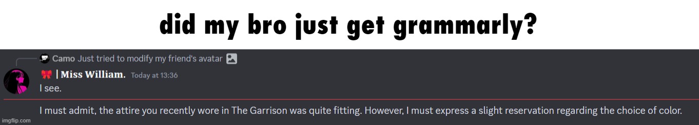 did my bro just get grammarly? | made w/ Imgflip meme maker