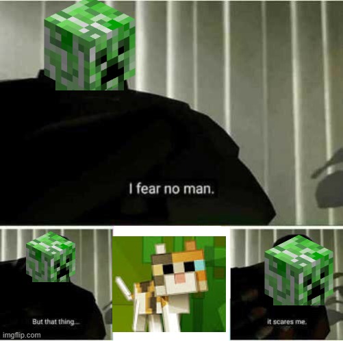 Creeper or cat | image tagged in i fear no man | made w/ Imgflip meme maker