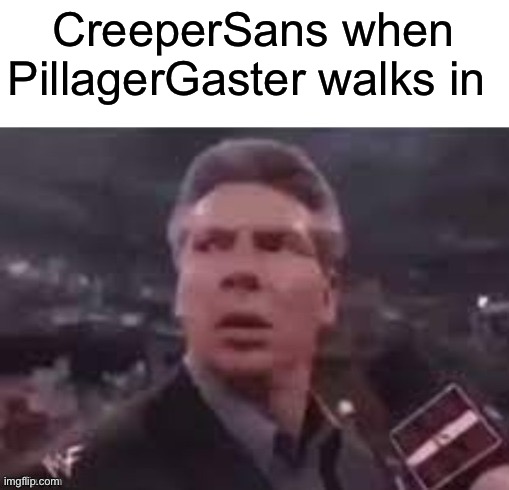 I’ve never played undertale so I just googled the characters | CreeperSans when PillagerGaster walks in | image tagged in x when x walks in | made w/ Imgflip meme maker