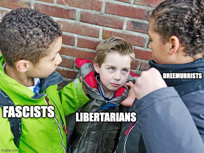 Kids about to give the beatdown | DREEMURRISTS; FASCISTS; LIBERTARIANS | image tagged in kids about to give the beatdown,dreemurrism,dreemurrist,fascist,libertarian,politics | made w/ Imgflip meme maker