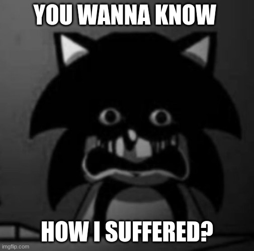 Sonic becoming uncanny | YOU WANNA KNOW HOW I SUFFERED? | image tagged in sonic becoming uncanny | made w/ Imgflip meme maker