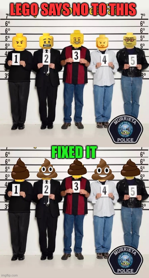 A more accurate solution | LEGO SAYS NO TO THIS; FIXED IT | image tagged in lego,faces,suspects,photos | made w/ Imgflip meme maker