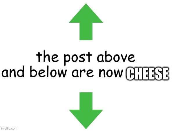 the post above and below are now dating | CHEESE | image tagged in the post above and below are now dating | made w/ Imgflip meme maker
