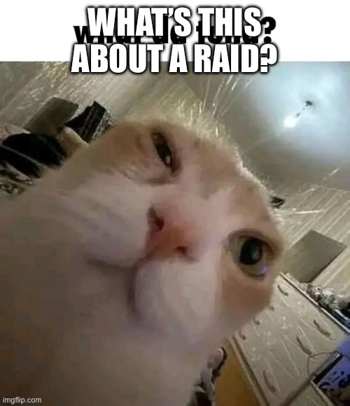 What da tuna? | WHAT’S THIS ABOUT A RAID? | image tagged in what da tuna | made w/ Imgflip meme maker