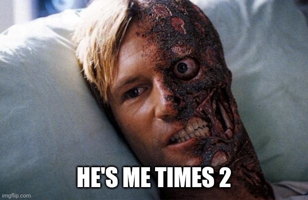 Two Face | HE'S ME TIMES 2 | image tagged in two face | made w/ Imgflip meme maker