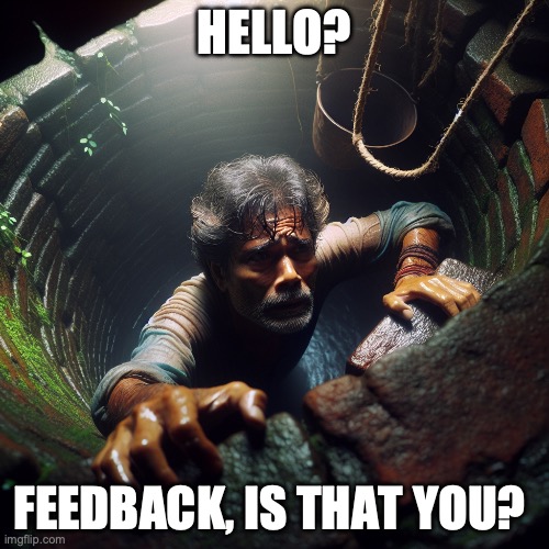 HELLO? FEEDBACK, IS THAT YOU? | image tagged in feedback | made w/ Imgflip meme maker