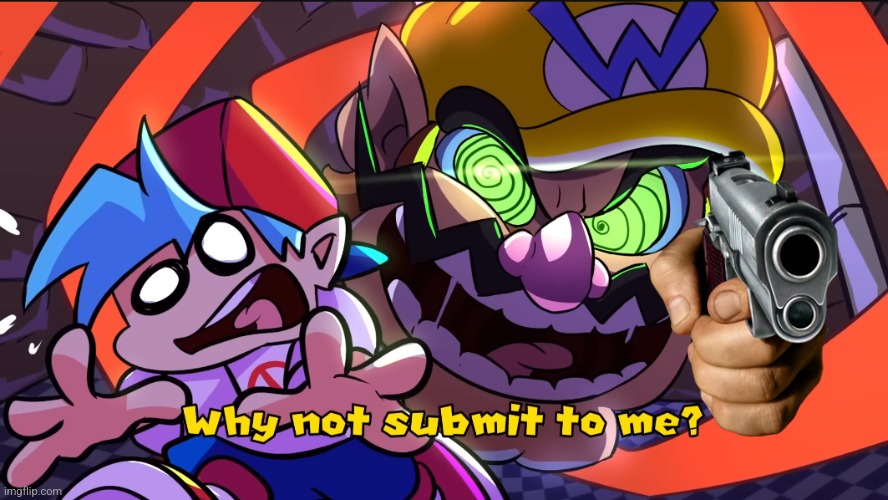 As requested, Wario has a gun. | image tagged in wario head and bf | made w/ Imgflip meme maker