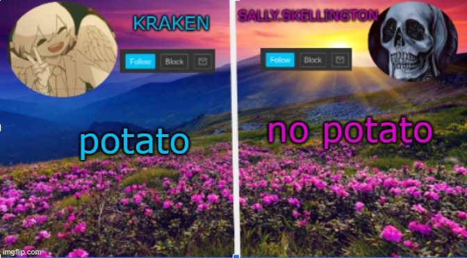 retarded? yes | no potato; potato | image tagged in sally skellington and kraken announcment template | made w/ Imgflip meme maker