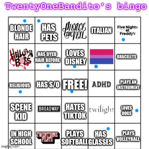 haven't done one of these in a while | image tagged in twentyonebanditos bingo | made w/ Imgflip meme maker