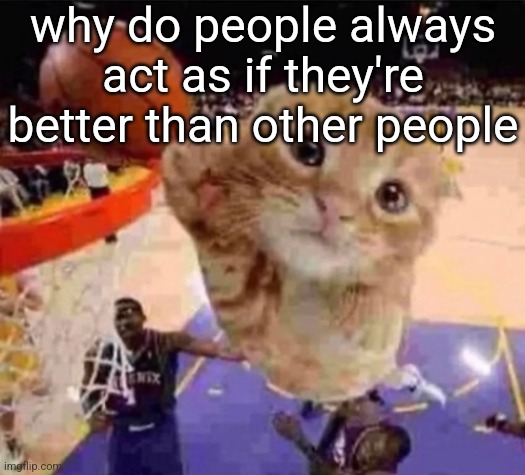 you know who you are | why do people always act as if they're better than other people | image tagged in ballin cat | made w/ Imgflip meme maker