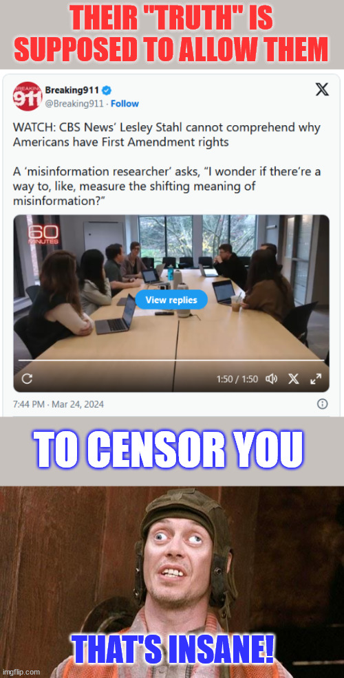 According to insane media... First Amendment rights are what they say it is... | THEIR "TRUTH" IS SUPPOSED TO ALLOW THEM; TO CENSOR YOU; THAT'S INSANE! | image tagged in insane media,cannot comprehend,that others have first amendment rights | made w/ Imgflip meme maker