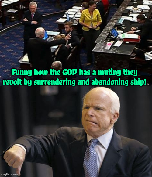 One more seat to go... | Funny how the GOP has a mutiny they revolt by surrendering and abandoning ship! | image tagged in gop extinction,maga madness,john mccain,obamacare,house louse maga mike traitor,marge taylor gets a dumb idea | made w/ Imgflip meme maker