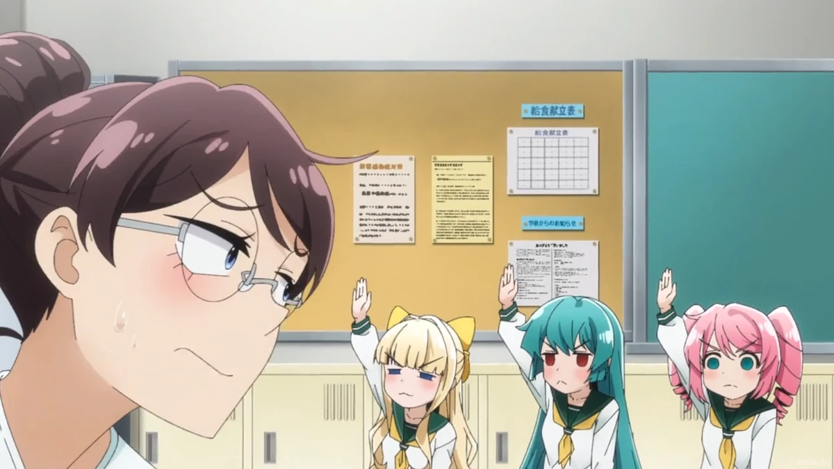 High Quality Kaoruko,Sayo, and Haruka raising hands Blank Meme Template
