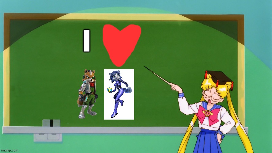 Sailor moon loves Fox and Krystal as a couple | I | image tagged in sailor moon chalkboard | made w/ Imgflip meme maker