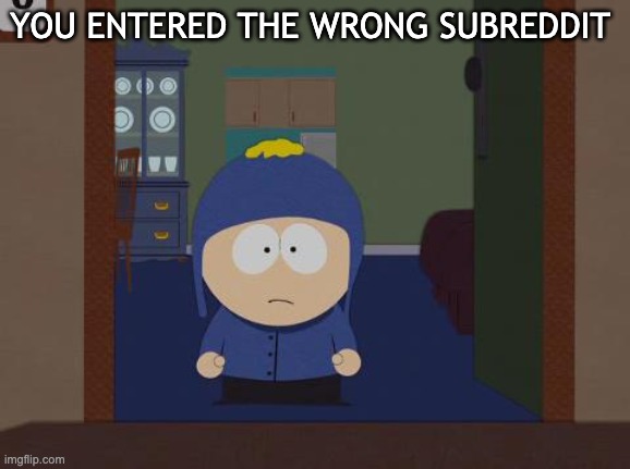 South Park Craig | YOU ENTERED THE WRONG SUBREDDIT | image tagged in memes,south park craig | made w/ Imgflip meme maker