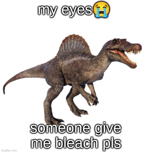 JPSpinoSaurus's other announcement temp | my eyes😭; someone give me bleach pls | image tagged in jpspinosaurus's other announcement temp | made w/ Imgflip meme maker