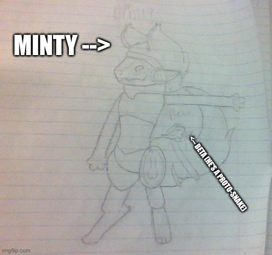 Minty my Protogen OC (tips would be appreciated) | MINTY -->; <-- BETA (HE'S A PROTO-SNAKE) | made w/ Imgflip meme maker