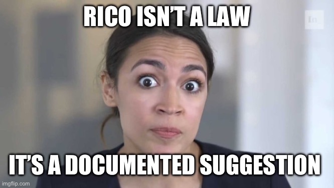 As opposed to undocumented…. | RICO ISN’T A LAW; IT’S A DOCUMENTED SUGGESTION | image tagged in crazy alexandria ocasio-cortez,stupid liberals,politics,funny memes,government corruption,joe biden | made w/ Imgflip meme maker