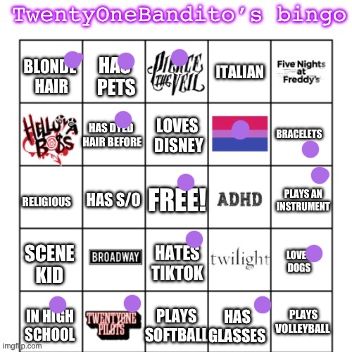 TwentyOneBanditos bingo | image tagged in twentyonebanditos bingo | made w/ Imgflip meme maker