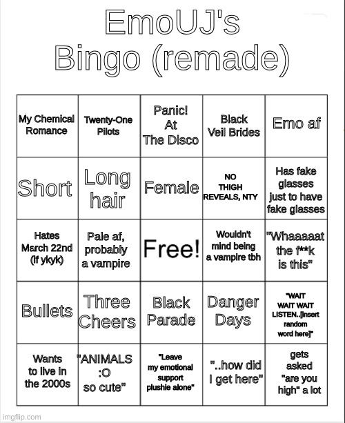 I think I ruined it lol | image tagged in emouj's bingo remade | made w/ Imgflip meme maker