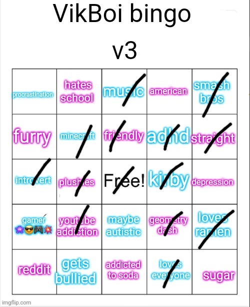 VikBoi bingo v3 | image tagged in vikboi bingo v3 | made w/ Imgflip meme maker