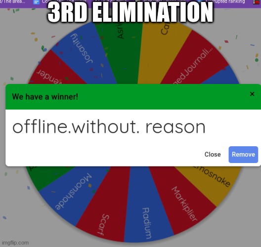 3RD ELIMINATION | made w/ Imgflip meme maker