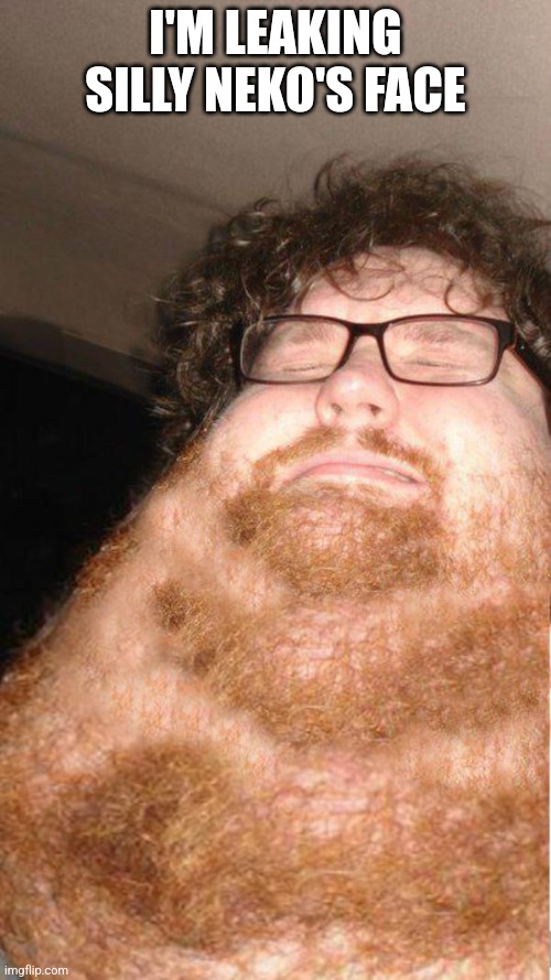 obese neckbearded dude | I'M LEAKING SILLY NEKO'S FACE | image tagged in obese neckbearded dude | made w/ Imgflip meme maker