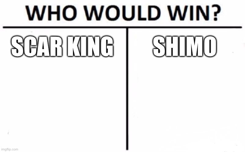 2 powerful titans, only one may survive | SCAR KING; SHIMO | image tagged in memes,who would win | made w/ Imgflip meme maker