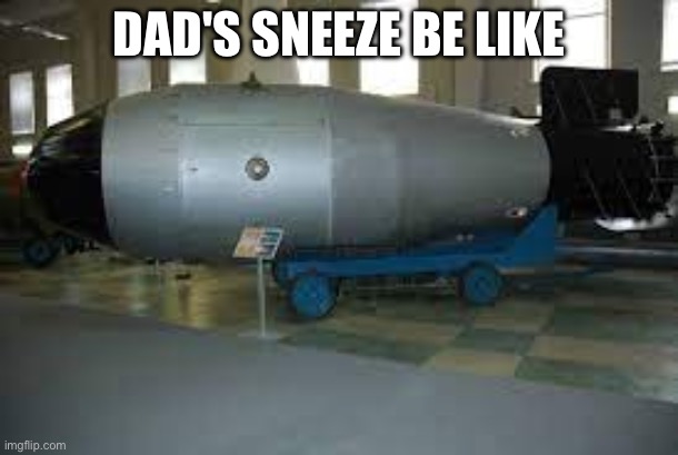 TZAR BOMBA BISH | DAD'S SNEEZE BE LIKE | image tagged in tsar bomba | made w/ Imgflip meme maker
