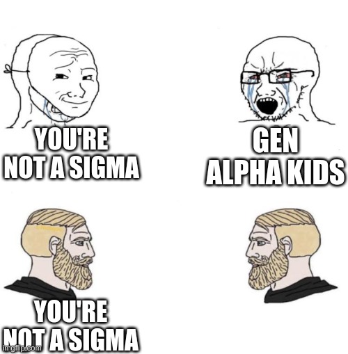 Chad we know | YOU'RE NOT A SIGMA GEN ALPHA KIDS YOU'RE NOT A SIGMA | image tagged in chad we know | made w/ Imgflip meme maker
