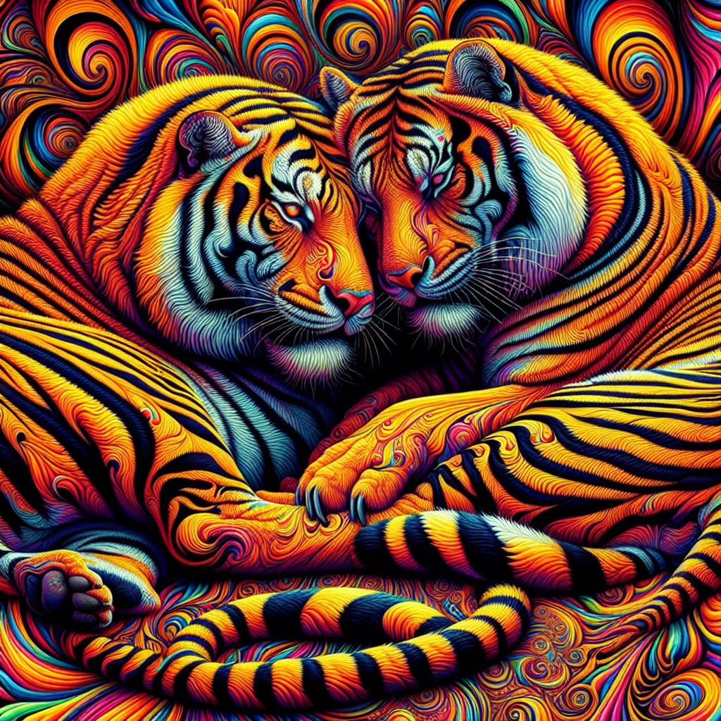 One Tiger and one tigress cuddling Blank Meme Template