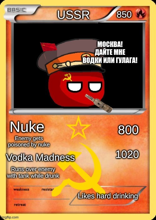I made this USSR pokémon card! | image tagged in funny,memes | made w/ Imgflip meme maker