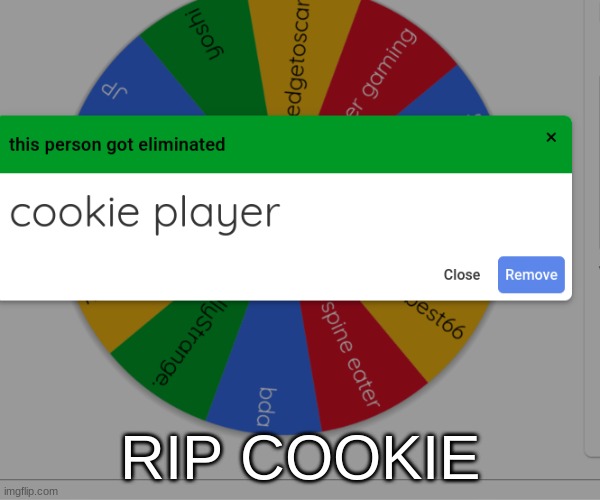 RIP COOKIE | made w/ Imgflip meme maker