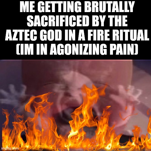 agony | ME GETTING BRUTALLY SACRIFICED BY THE AZTEC GOD IN A FIRE RITUAL (IM IN AGONIZING PAIN) | image tagged in boss baby crying,ash baby,ritual,fire,aztec | made w/ Imgflip meme maker