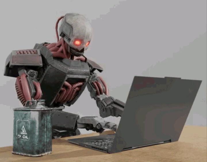 automaton keyboard typing Blank Meme Template